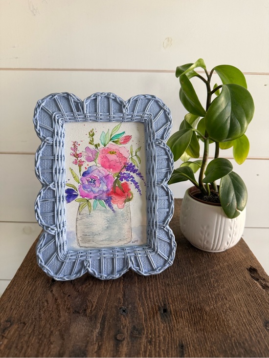 Hand Crafted Other - Hand crafted watercolor original in 4x6 woven frame